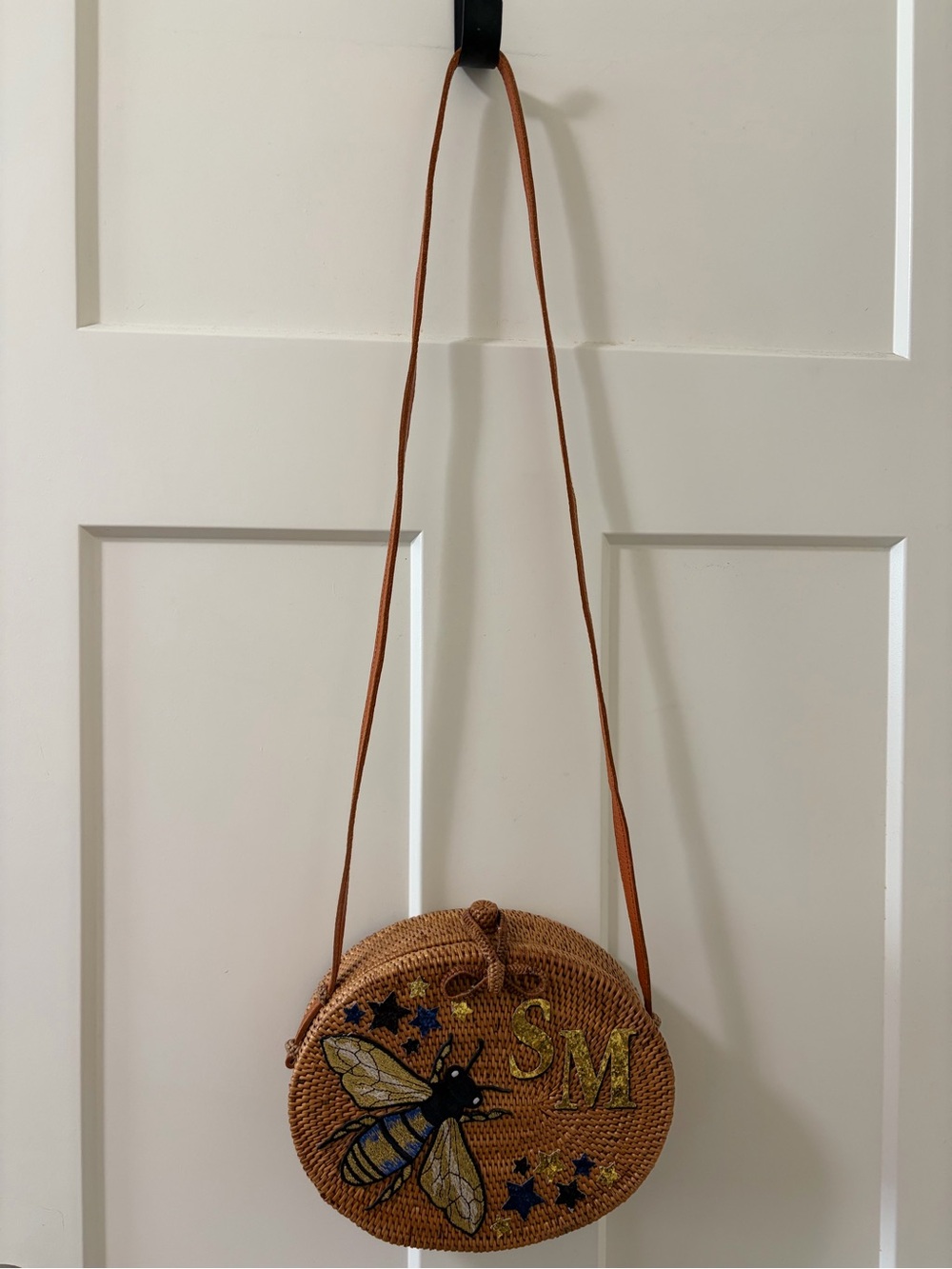 Lily & Bean Oval Rattan Crossbody Bag - Bumble Bee Personalised SM, Wicker Purse - Picture 2 of 8